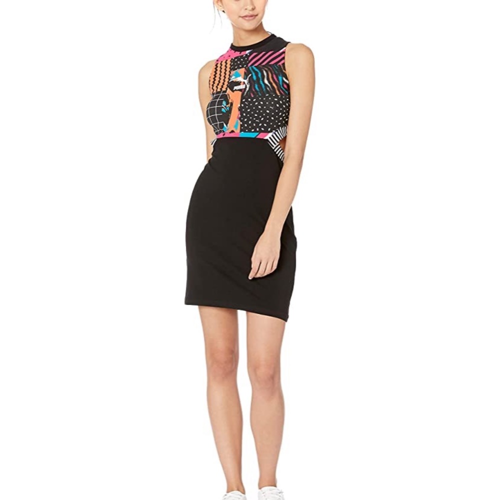 NWT PUMA Clash AOP Dress in Cotton Black